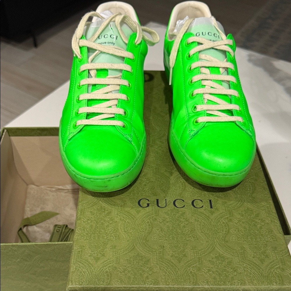 Gucci Neon Green Ace Sneakers